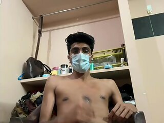 Indian Twink makes Smoke rings on live cam naked