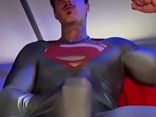 Superman Jerks Off Under His Supersuit